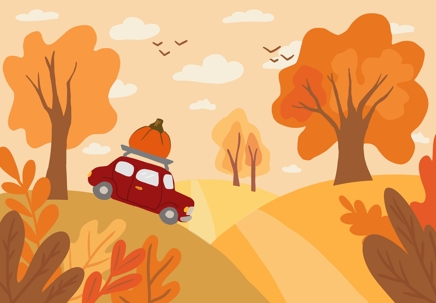 Cartoon Car with Pumpkin