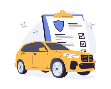 Yellow Car and Insurance Clipboard