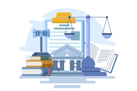 Scale and Books - Blue and Yellow