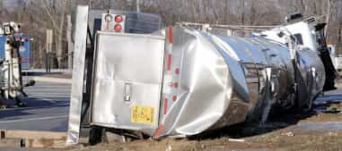 Milk truck tipped over